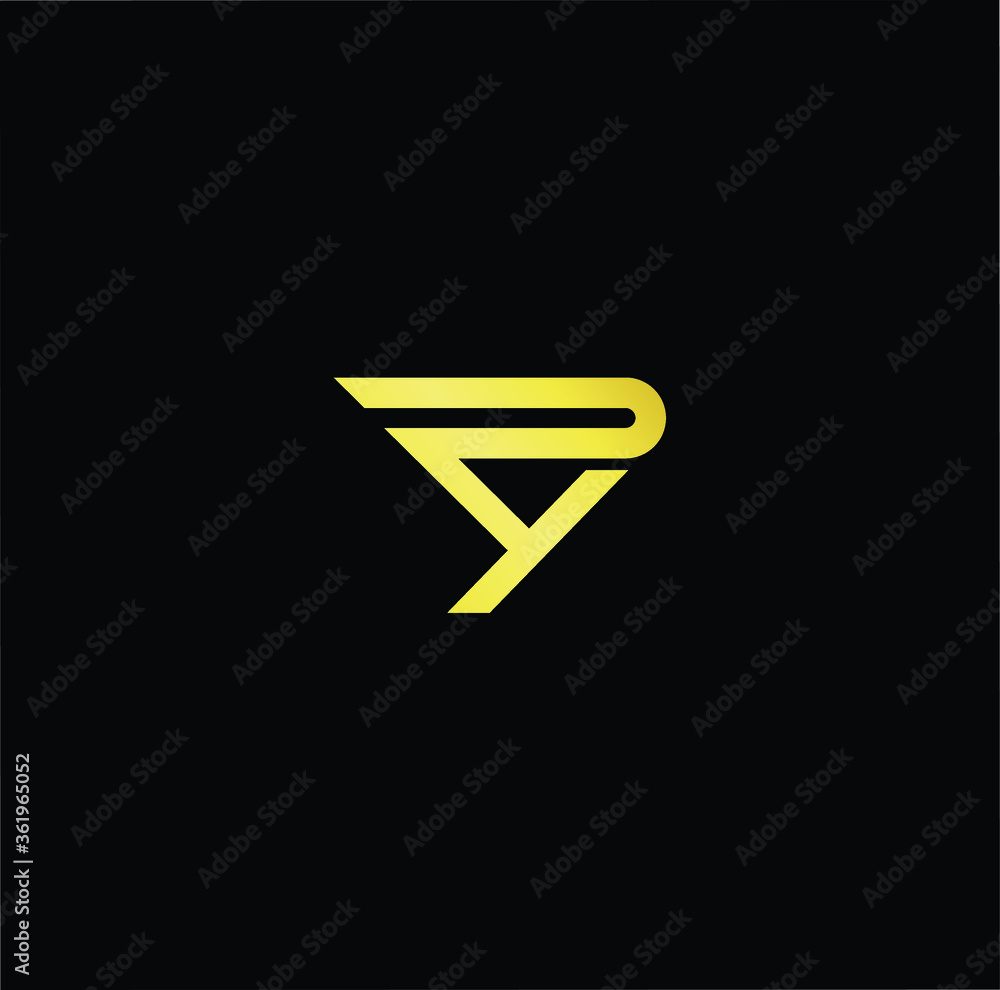 Minimal elegant monogram art logo. Outstanding professional trendy awesome artistic PY YP initial based Alphabet icon logo. Premium Business logo gold color on black background Minimal elegant monogram art logo. Outstanding professional trendy awesome artistic PY YP initial based Alphabet icon logo. Premium Business logo gold color on black background