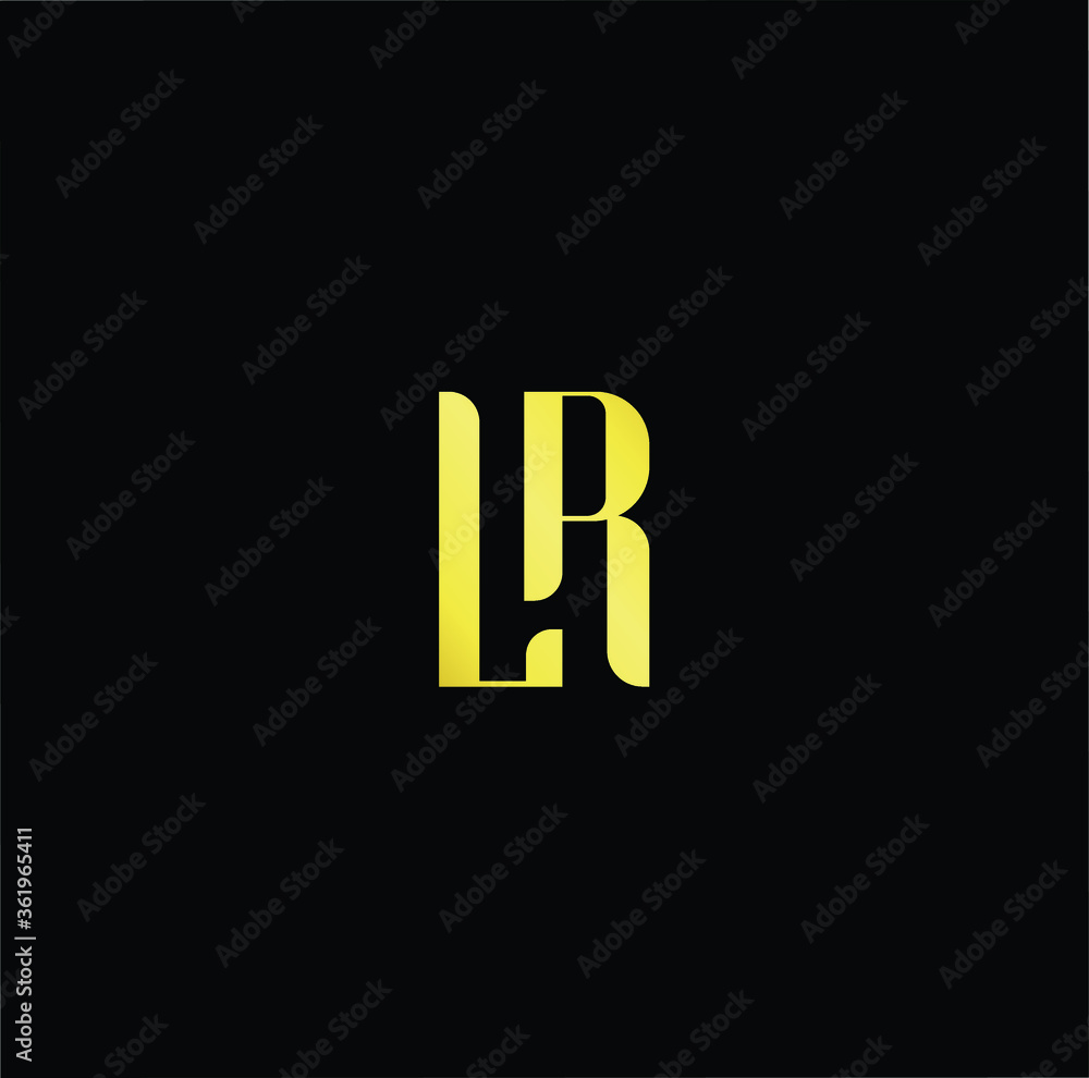 Minimal elegant monogram art logo. Outstanding professional trendy awesome artistic LR RL initial based Alphabet icon logo. Premium Business logo gold color on black background Minimal elegant monogram art logo. Outstanding professional trendy awesome artistic LR RL initial based Alphabet icon logo. Premium Business logo gold color on black background