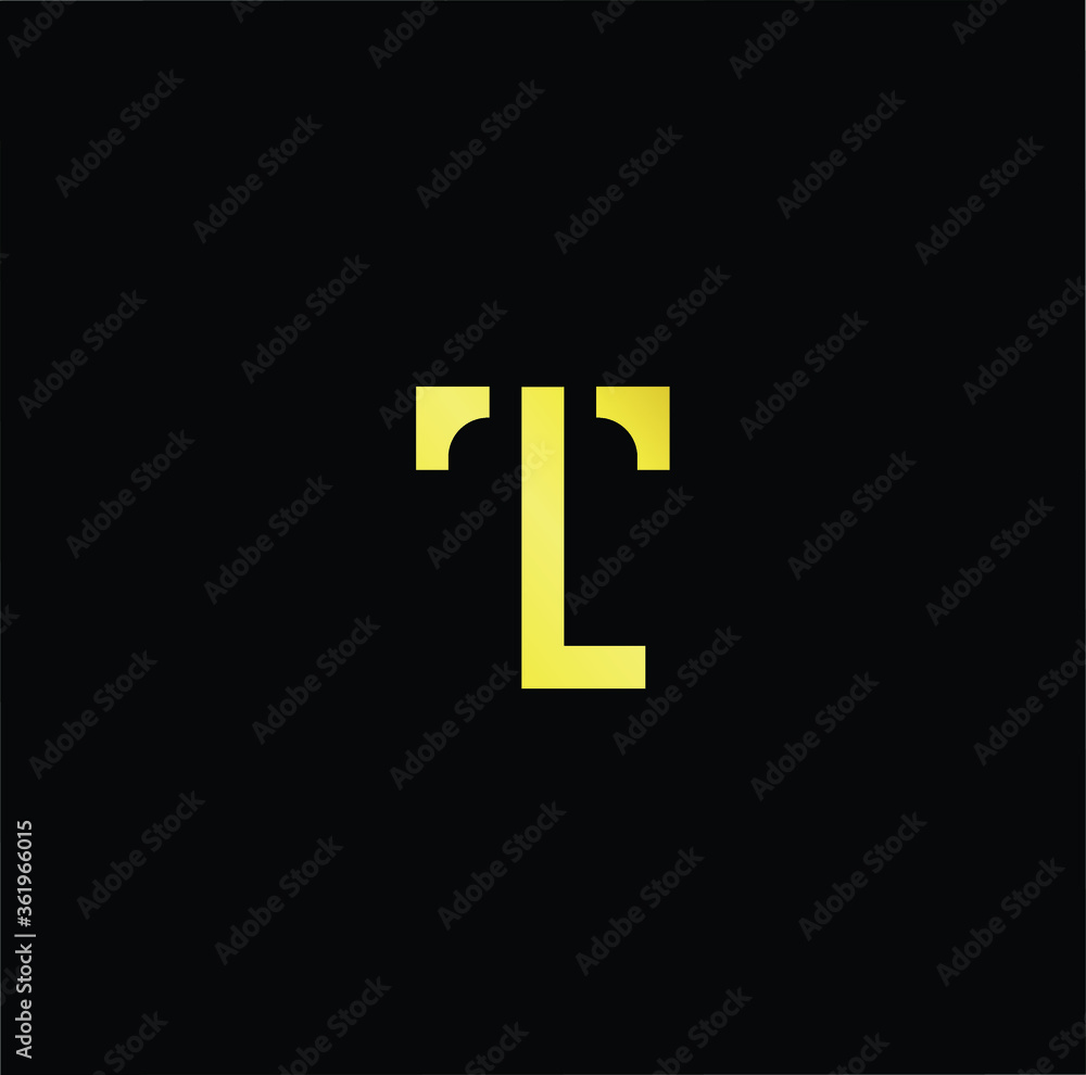 Minimal elegant monogram art logo. Outstanding professional trendy awesome artistic TL LT initial based Alphabet icon logo. Premium Business logo gold color on black background Minimal elegant monogram art logo. Outstanding professional trendy awesome artistic TL LT initial based Alphabet icon logo. Premium Business logo gold color on black background