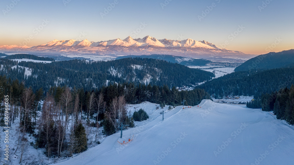 beautiful landscape with valleys, lakes and rivers in High Tatras