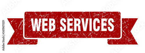 web services ribbon. web services grunge band sign. web services banner