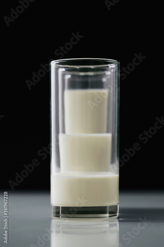 Canvas Print Three glasses of milk with different amount