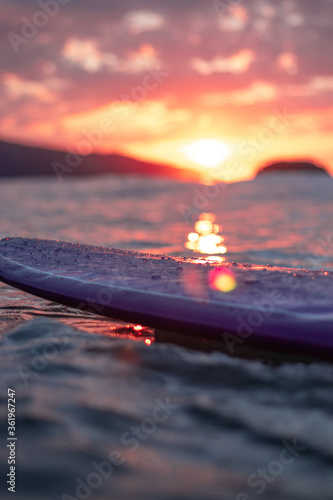 surfboard at sunset