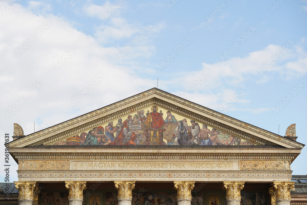 The facade of the art gallery on Heroes' Square. Tourist attraction. 
