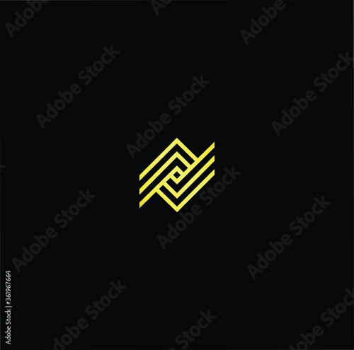 Minimal elegant monogram art logo. Outstanding professional trendy awesome artistic N NN AV VA initial based Alphabet icon logo. Premium Business logo gold color on black background