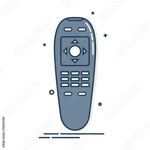 Remote control. Technology communication switch button. Program device. Wireless keyboard. Isolated flat illustration on white background. Universal electronic controller