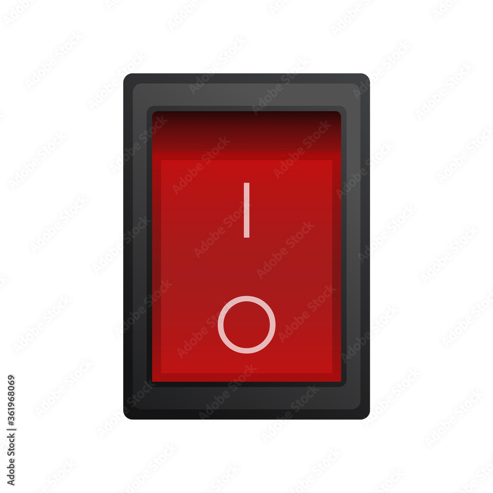 Red square on and off button. Isolated. Vector. Red square on and off button. Isolated. Vector.