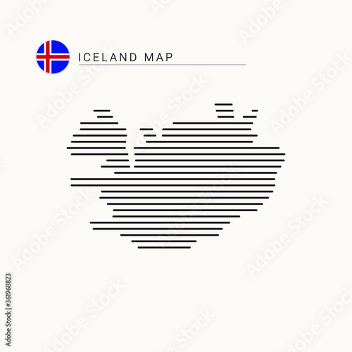 iceland map vector art template.