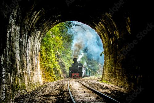 Steam Train in a tunnel
