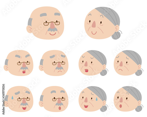 シニア夫婦 カップル 表情 顔 アイコンセット Stock Vector Adobe Stock
