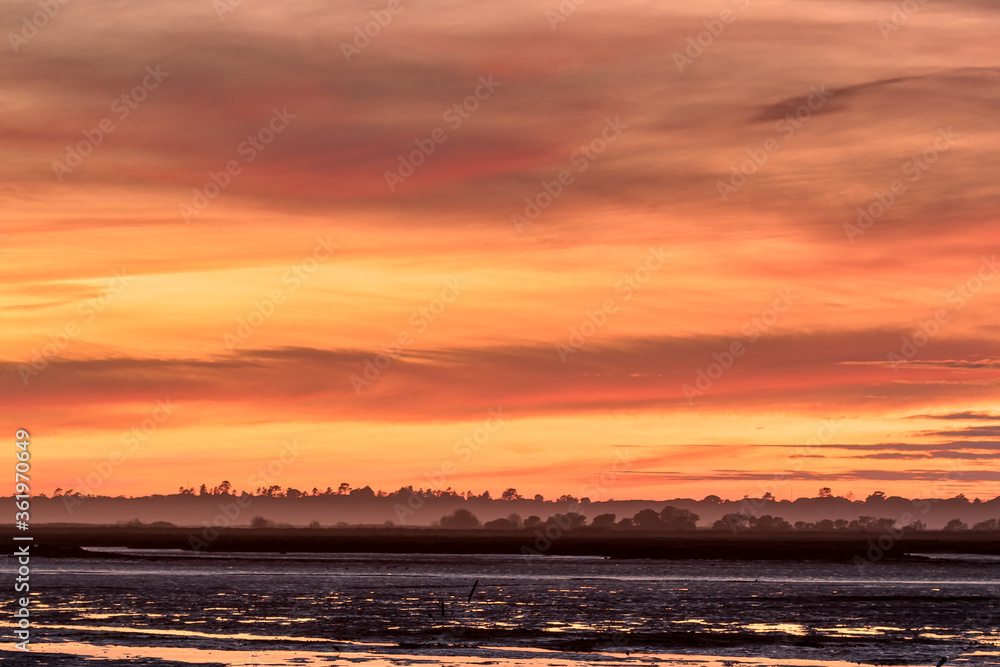 Fototapeta premium Sunset red sky landscape Portugal