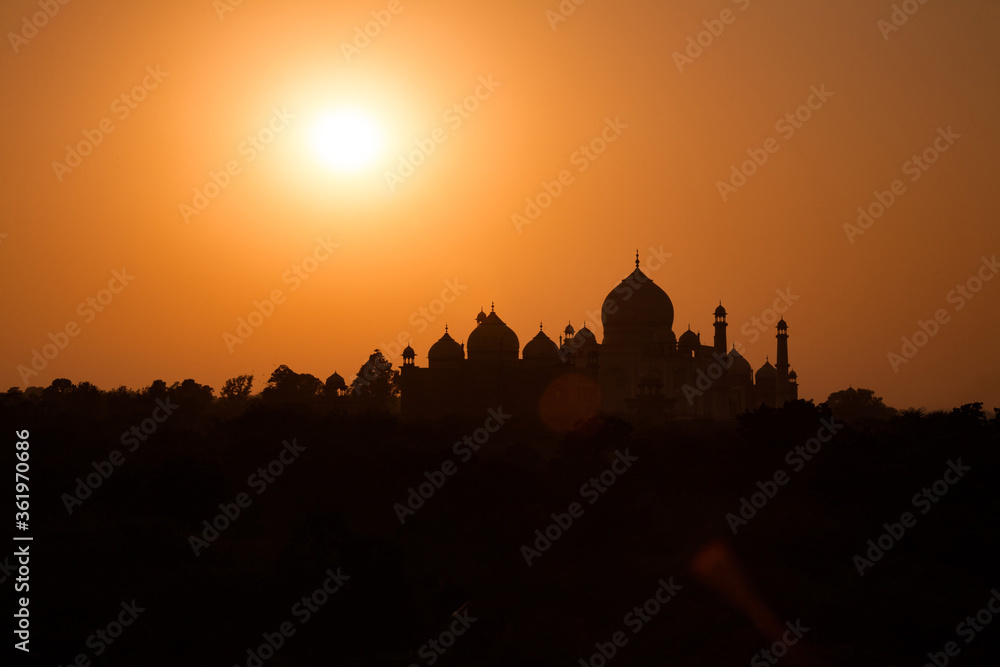 A view of The Taj Mahal – A world famous historical place at Agra, India