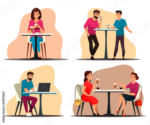 Vector character illustration coffee break concept set