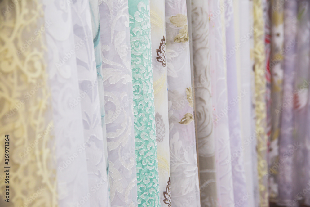 textile curtains for Windows in the range, many samples in the store textile curtains for Windows in the range, many samples in the store