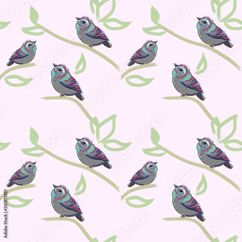 seamless pattern with cute birds  photo