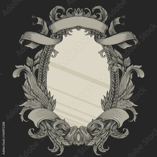 vintage Victorian heraldry with  flora ornament
