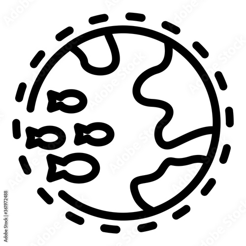 Global fish farm icon. Outline global fish farm vector icon for web design isolated on white background