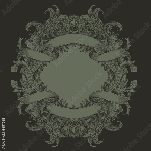 vintage Victorian heraldry with  flora ornament
