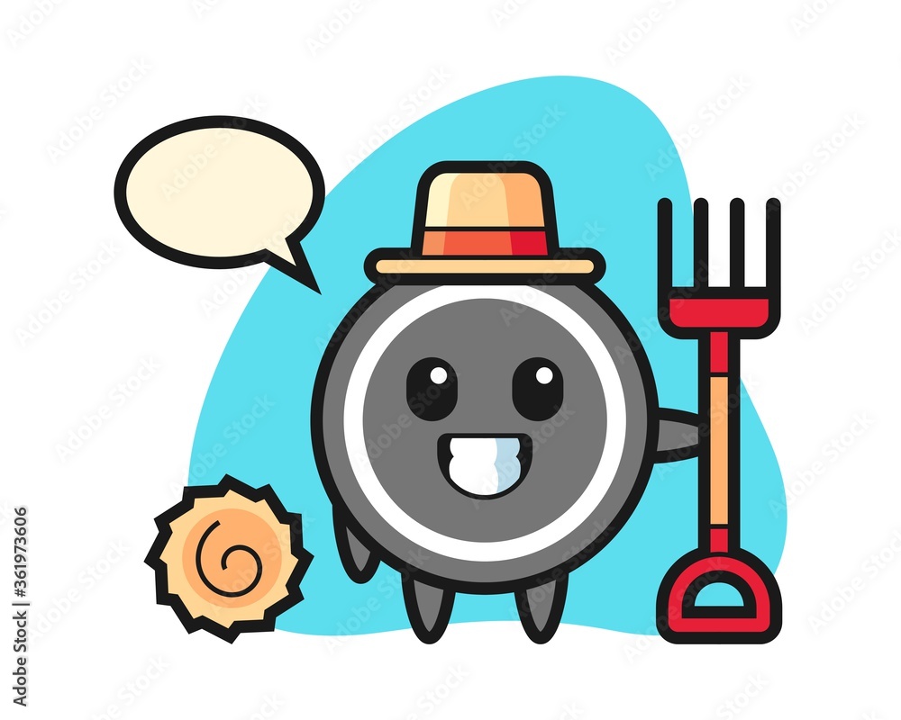 Hockey puck cartoon as a farmer Hockey puck cartoon as a farmer