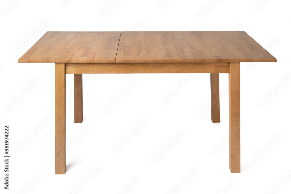 Wooden table with rectangle tabletop isolated on white Wooden table with rectangle tabletop isolated on white
