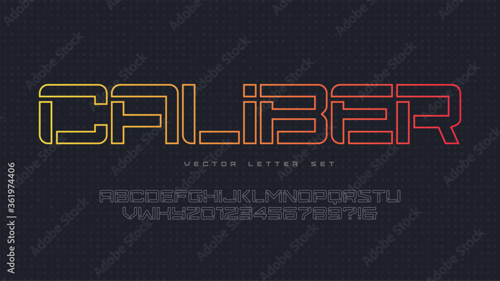 Fototapeta premium Vector sans serif urban rounded stencil letter set, cropped alphabet