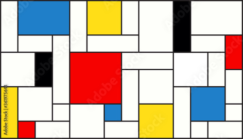 Neoplasticism (Piet Mondrian) imitation pattern. Large size background texture. Wallpaper.