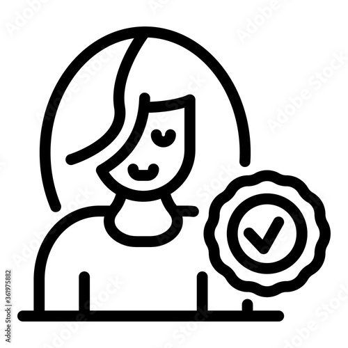 Approved tourism manager icon. Outline approved tourism manager vector icon for web design isolated on white background