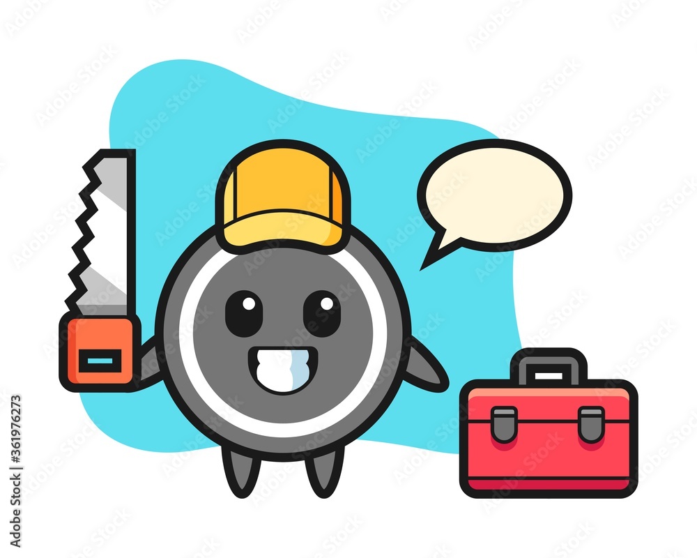 Hockey puck cartoon as a woodworker Hockey puck cartoon as a woodworker