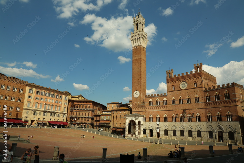 empty central square piazza in Sienna Italy because of Covid-19