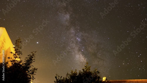 Time lapse of milky way rotating in the sky in Almograve, Alentejo, Portugal with a passage of the ISS (International Space Station) near the end of the video