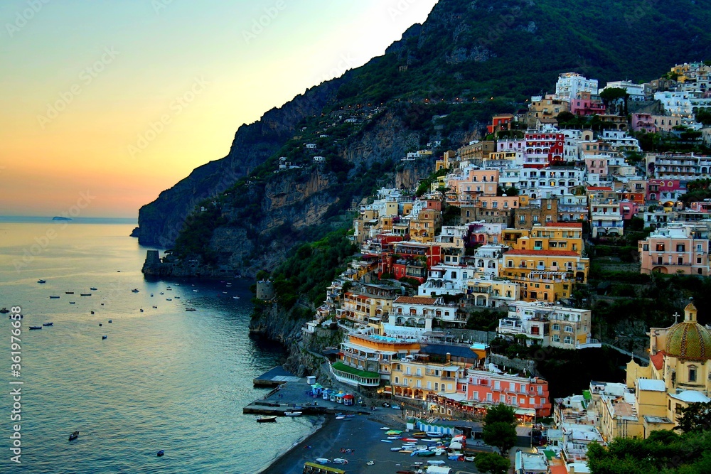 the town of positano on the amalfi coast in Italy during the Covid-19 pandemic in June 2020
