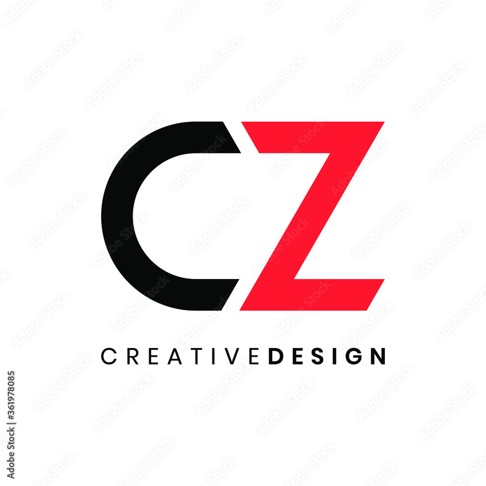 Modern letter CZ logo design vector - obrazy, fototapety, plakaty 