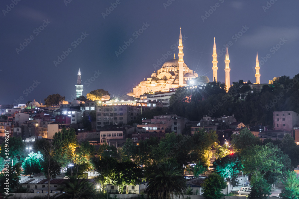 Fototapeta premium breathtaking view on mosque in istanbul night photography