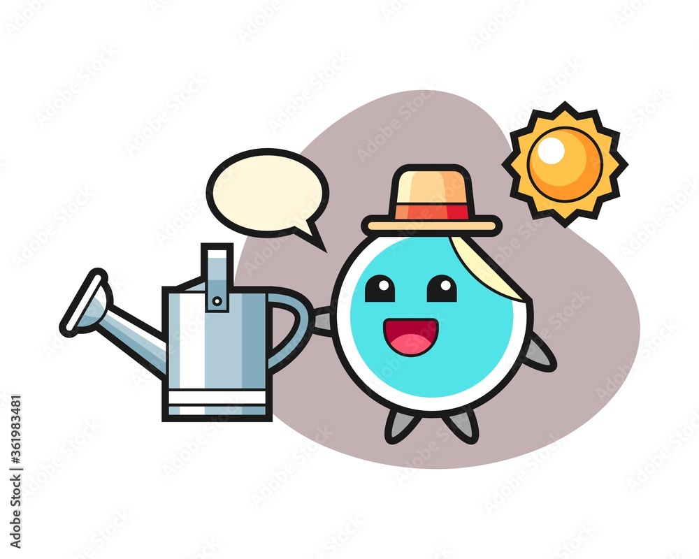 Sticker cartoon holding watering can