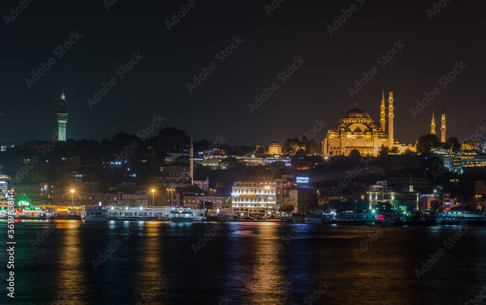 amazing night photography in istanbul famous mosque
