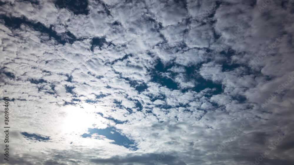 Stratosphere. Mid day, beautiful timelapse of sun playing hide and seek through the cirrus clouds. Stratosphere. Mid day, beautiful timelapse of sun playing hide and seek through the cirrus clouds.