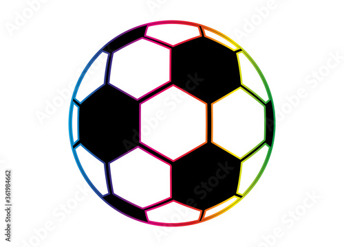 Fussball Muster mit Outlines in Regenbogenfarben
