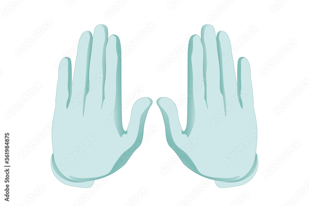 Obraz premium Zwei blau Hände mit der Handfläche nach vor.