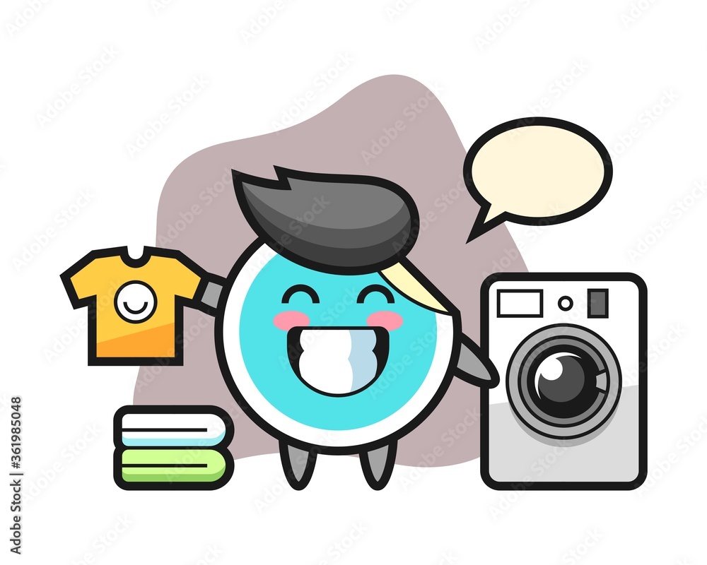 Sticker cartoon with washing machine