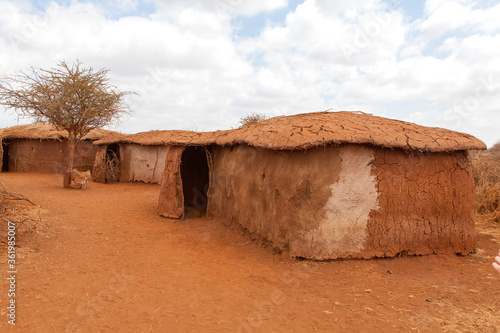 Traditional typical Masai house in Keny photo