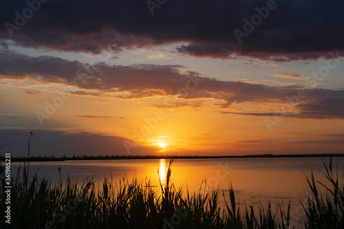 sunset over the lake