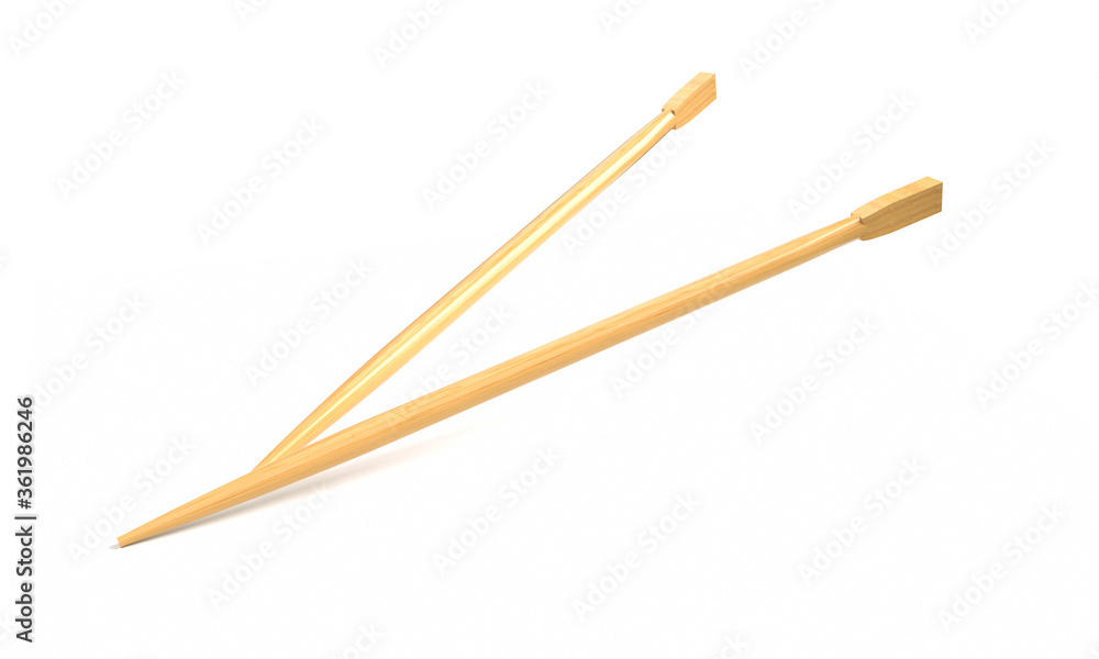 Luxury golden chopsticks isolated on white background. 3D render Luxury golden chopsticks isolated on white background. 3D render