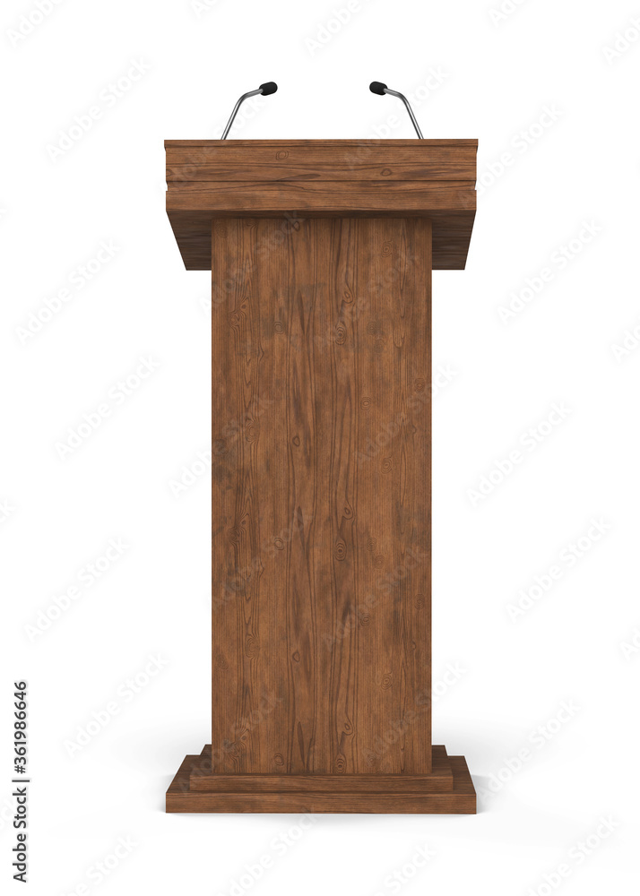 Podium with microphone 3d rendering Podium with microphone 3d rendering