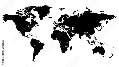  World map modern.Globe map.Generalized world map.World map on isolated background.Vector Illustration