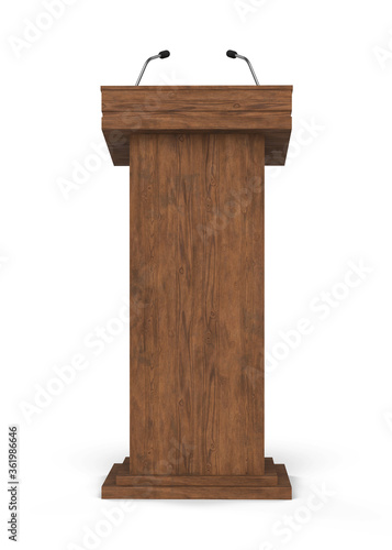 Podium with microphone 3d rendering