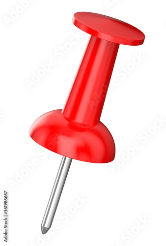 Red push pin 3d rendering