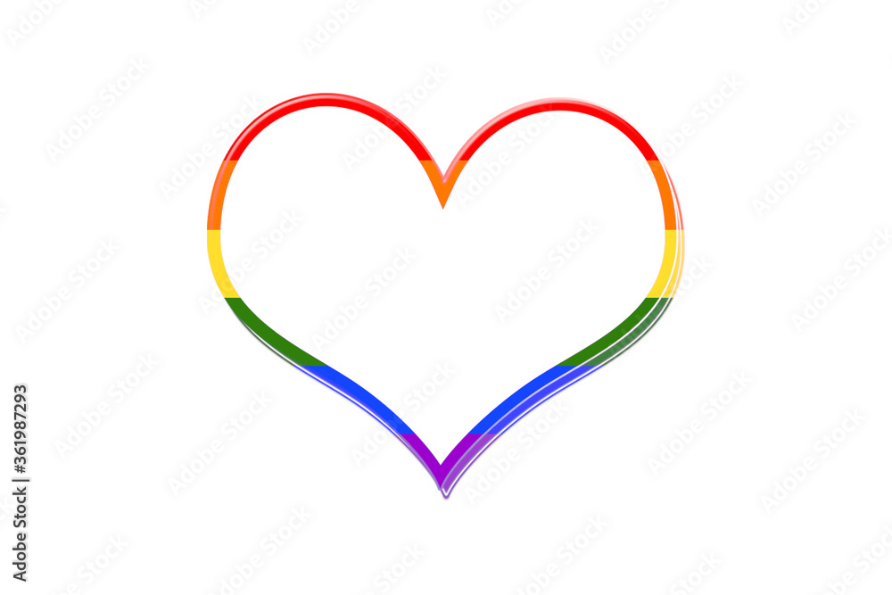 Heart shape with LGBT colors on the white background