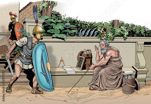 Ancient Rome - Archimedes is about to be killed by Roman soldiers