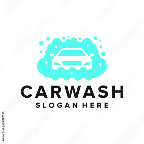 Abstract negative space car wash logo design