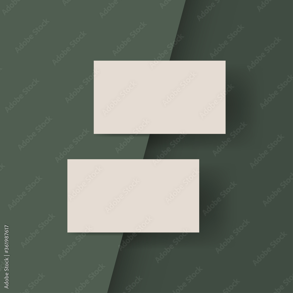 Ivory colour business cards isolated on olive green colour background, Blank business cards template, Business card for your company, Vector illustration. Ivory colour business cards isolated on olive green colour background, Blank business cards template, Business card for your company, Vector illustration.